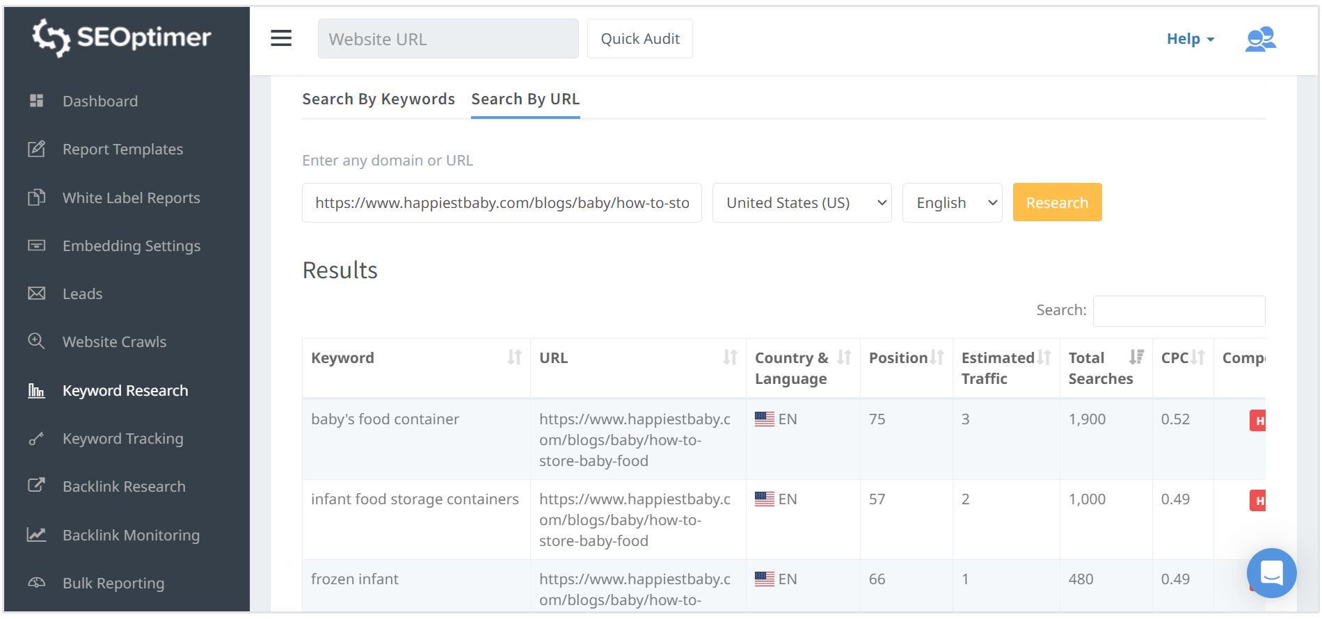 baby food keyword resultater